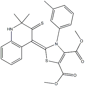 dimethyl 2-(2,2-dimethyl-3-thioxo-2,3-dihydro-4(1H)-quinolinylidene)-3-(3-methylphenyl)-2,3-dihydro-1,3-thiazole-4,5-dicarboxylate Struktur