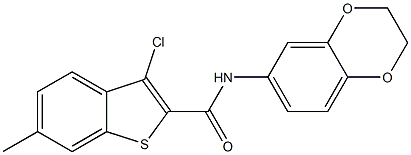 3-chloro-N-(2,3-dihydro-1,4-benzodioxin-6-yl)-6-methyl-1-benzothiophene-2-carboxamide Struktur