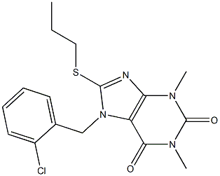 7-(2-chlorobenzyl)-1,3-dimethyl-8-(propylthio)-3,7-dihydro-1H-purine-2,6-dione Struktur