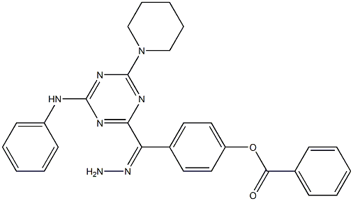 4-{2-[4-anilino-6-(1-piperidinyl)-1,3,5-triazin-2-yl]carbohydrazonoyl}phenyl benzoate Struktur