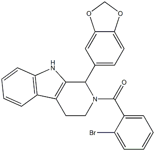 1-(1,3-benzodioxol-5-yl)-2-(2-bromobenzoyl)-2,3,4,9-tetrahydro-1H-beta-carboline Struktur