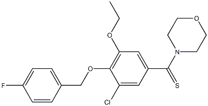 4-{3-chloro-5-ethoxy-4-[(4-fluorobenzyl)oxy]benzothioyl}morpholine Struktur