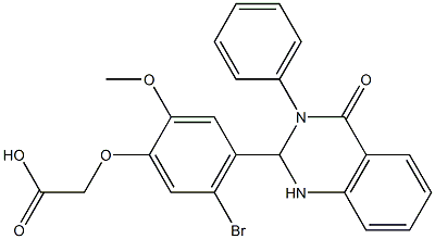 [5-bromo-2-methoxy-4-(4-oxo-3-phenyl-1,2,3,4-tetrahydro-2-quinazolinyl)phenoxy]acetic acid Struktur