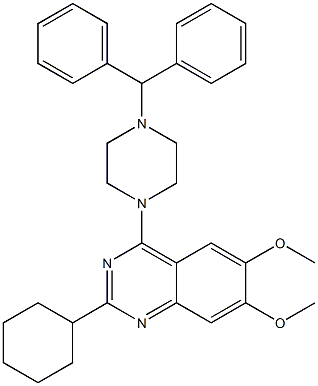 4-(4-benzhydryl-1-piperazinyl)-2-cyclohexyl-6,7-dimethoxyquinazoline Struktur