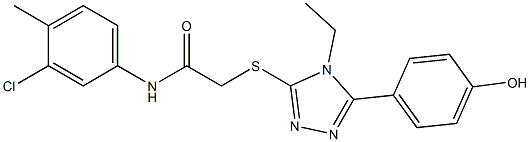 N-(3-chloro-4-methylphenyl)-2-{[4-ethyl-5-(4-hydroxyphenyl)-4H-1,2,4-triazol-3-yl]sulfanyl}acetamide Struktur