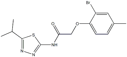 2-(2-bromo-4-methylphenoxy)-N-(5-isopropyl-1,3,4-thiadiazol-2-yl)acetamide Struktur