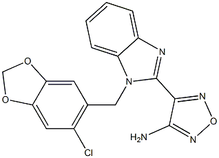 4-{1-[(6-chloro-1,3-benzodioxol-5-yl)methyl]-1H-benzimidazol-2-yl}-1,2,5-oxadiazol-3-amine Struktur