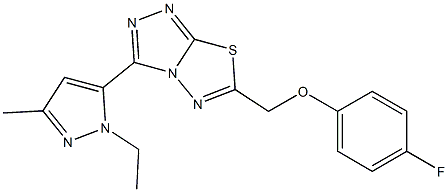 [3-(1-ethyl-3-methyl-1H-pyrazol-5-yl)[1,2,4]triazolo[3,4-b][1,3,4]thiadiazol-6-yl]methyl 4-fluorophenyl ether Struktur