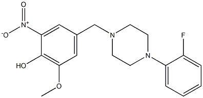 4-{[4-(2-fluorophenyl)-1-piperazinyl]methyl}-2-nitro-6-methoxyphenol Struktur