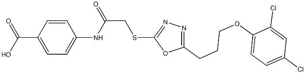 4-{[({5-[3-(2,4-dichlorophenoxy)propyl]-1,3,4-oxadiazol-2-yl}sulfanyl)acetyl]amino}benzoic acid Struktur