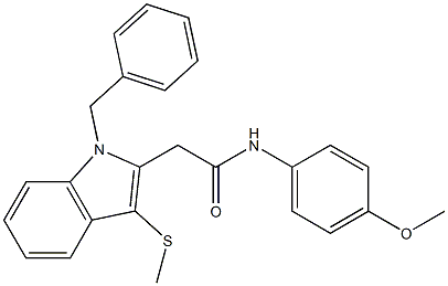 2-[1-benzyl-3-(methylsulfanyl)-1H-indol-2-yl]-N-(4-methoxyphenyl)acetamide Struktur