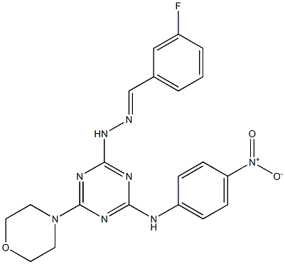 3-fluorobenzaldehyde [4-{4-nitroanilino}-6-(4-morpholinyl)-1,3,5-triazin-2-yl]hydrazone Struktur