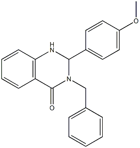 3-benzyl-2-(4-methoxyphenyl)-2,3-dihydroquinazolin-4(1H)-one Struktur