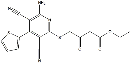 ethyl 4-[(6-amino-3,5-dicyano-4-thien-2-ylpyridin-2-yl)sulfanyl]-3-oxobutanoate Struktur