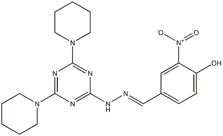 4-hydroxy-3-nitrobenzaldehyde [4,6-di(1-piperidinyl)-1,3,5-triazin-2-yl]hydrazone Struktur