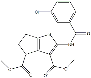 dimethyl 2-[(3-chlorobenzoyl)amino]-5,6-dihydro-4H-cyclopenta[b]thiophene-3,4-dicarboxylate Struktur