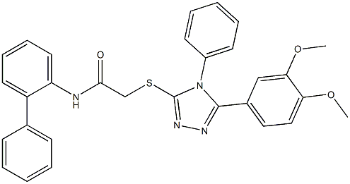 N-[1,1'-biphenyl]-2-yl-2-{[5-(3,4-dimethoxyphenyl)-4-phenyl-4H-1,2,4-triazol-3-yl]sulfanyl}acetamide Struktur