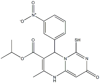 isopropyl 4-{3-nitrophenyl}-2-methyl-8-oxo-6-sulfanyl-1,8-dihydro-4H-pyrimido[1,6-a]pyrimidine-3-carboxylate Struktur