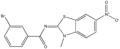 3-bromo-N-(6-nitro-3-methyl-1,3-benzothiazol-2(3H)-ylidene)benzamide Struktur