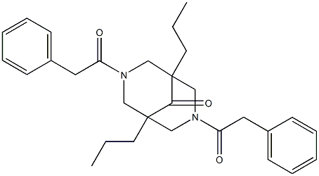 3,7-bis(phenylacetyl)-1,5-dipropyl-3,7-diazabicyclo[3.3.1]nonan-9-one Struktur