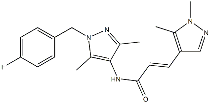 3-(1,5-dimethyl-1H-pyrazol-4-yl)-N-[1-(4-fluorobenzyl)-3,5-dimethyl-1H-pyrazol-4-yl]acrylamide Struktur