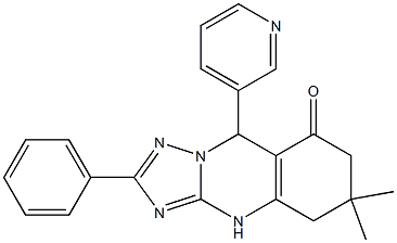 6,6-dimethyl-2-phenyl-9-(3-pyridinyl)-5,6,7,9-tetrahydro[1,2,4]triazolo[5,1-b]quinazolin-8(4H)-one Struktur