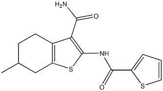 6-methyl-2-[(2-thienylcarbonyl)amino]-4,5,6,7-tetrahydro-1-benzothiophene-3-carboxamide Struktur