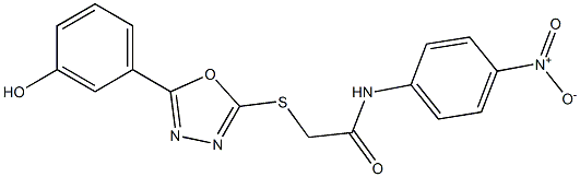 N-{4-nitrophenyl}-2-{[5-(3-hydroxyphenyl)-1,3,4-oxadiazol-2-yl]sulfanyl}acetamide Struktur