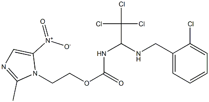 2-{5-nitro-2-methyl-1H-imidazol-1-yl}ethyl 2,2,2-trichloro-1-[(2-chlorobenzyl)amino]ethylcarbamate Struktur