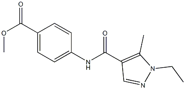 methyl 4-{[(1-ethyl-5-methyl-1H-pyrazol-4-yl)carbonyl]amino}benzoate Struktur