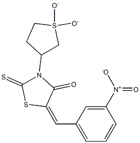 3-(1,1-dioxidotetrahydro-3-thienyl)-5-{3-nitrobenzylidene}-2-thioxo-1,3-thiazolidin-4-one Struktur