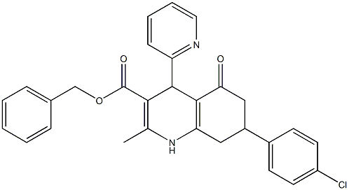 benzyl 7-(4-chlorophenyl)-2-methyl-5-oxo-4-(2-pyridinyl)-1,4,5,6,7,8-hexahydro-3-quinolinecarboxylate Struktur