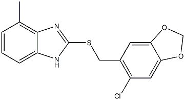 2-{[(6-chloro-1,3-benzodioxol-5-yl)methyl]sulfanyl}-4-methyl-1H-benzimidazole Struktur