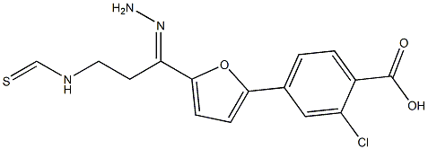 2-chloro-4-(5-{2-[(ethylamino)carbothioyl]carbohydrazonoyl}-2-furyl)benzoic acid Struktur