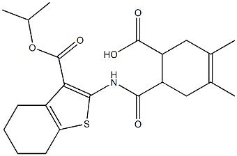 6-({[3-(isopropoxycarbonyl)-4,5,6,7-tetrahydro-1-benzothien-2-yl]amino}carbonyl)-3,4-dimethyl-3-cyclohexene-1-carboxylic acid Struktur