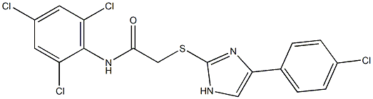 2-{[4-(4-chlorophenyl)-1H-imidazol-2-yl]sulfanyl}-N-(2,4,6-trichlorophenyl)acetamide Struktur