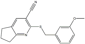 2-[(3-methoxybenzyl)sulfanyl]-6,7-dihydro-5H-cyclopenta[b]pyridine-3-carbonitrile Struktur