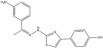 1-(3-aminophenyl)ethanone [4-(4-hydroxyphenyl)-1,3-thiazol-2-yl]hydrazone Struktur