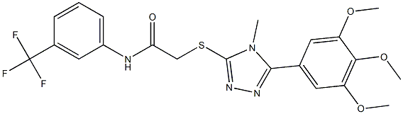 2-{[4-methyl-5-(3,4,5-trimethoxyphenyl)-4H-1,2,4-triazol-3-yl]sulfanyl}-N-[3-(trifluoromethyl)phenyl]acetamide Struktur