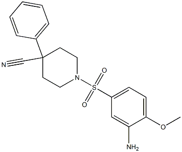 1-((3-amino-4-methoxyphenyl)sulfonyl)-4-phenylpiperidine-4-carbonitrile Struktur