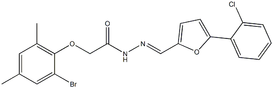 2-(2-bromo-4,6-dimethylphenoxy)-N'-{[5-(2-chlorophenyl)-2-furyl]methylene}acetohydrazide Struktur