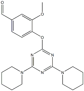 4-{[4,6-di(1-piperidinyl)-1,3,5-triazin-2-yl]oxy}-3-methoxybenzaldehyde Struktur