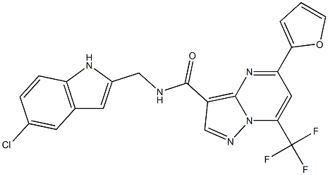 N-[(5-chloro-1H-indol-2-yl)methyl]-5-(2-furyl)-7-(trifluoromethyl)pyrazolo[1,5-a]pyrimidine-3-carboxamide Struktur