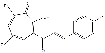 5,7-dibromo-2-hydroxy-3-[3-(4-methylphenyl)acryloyl]-2,4,6-cycloheptatrien-1-one Struktur