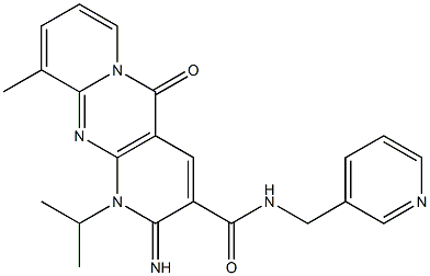 2-imino-1-isopropyl-10-methyl-5-oxo-N-(3-pyridinylmethyl)-1,5-dihydro-2H-dipyrido[1,2-a:2,3-d]pyrimidine-3-carboxamide Struktur