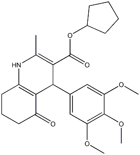 cyclopentyl 2-methyl-5-oxo-4-(3,4,5-trimethoxyphenyl)-1,4,5,6,7,8-hexahydro-3-quinolinecarboxylate Struktur