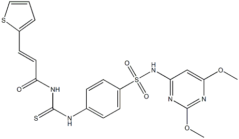 N-(2,6-dimethoxy-4-pyrimidinyl)-4-[({[3-(2-thienyl)acryloyl]amino}carbothioyl)amino]benzenesulfonamide Struktur