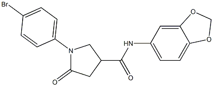 N-(1,3-benzodioxol-5-yl)-1-(4-bromophenyl)-5-oxo-3-pyrrolidinecarboxamide Struktur