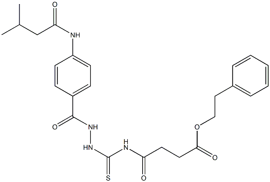 phenethyl 4-{[(2-{4-[(3-methylbutanoyl)amino]benzoyl}hydrazino)carbothioyl]amino}-4-oxobutanoate Struktur