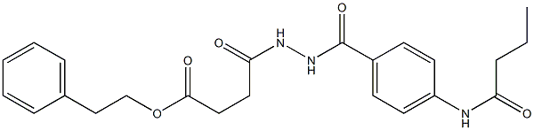 phenethyl 4-{2-[4-(butyrylamino)benzoyl]hydrazino}-4-oxobutanoate Struktur